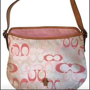 Coach Pink & Cream Monogram Leather Shoulder Bag